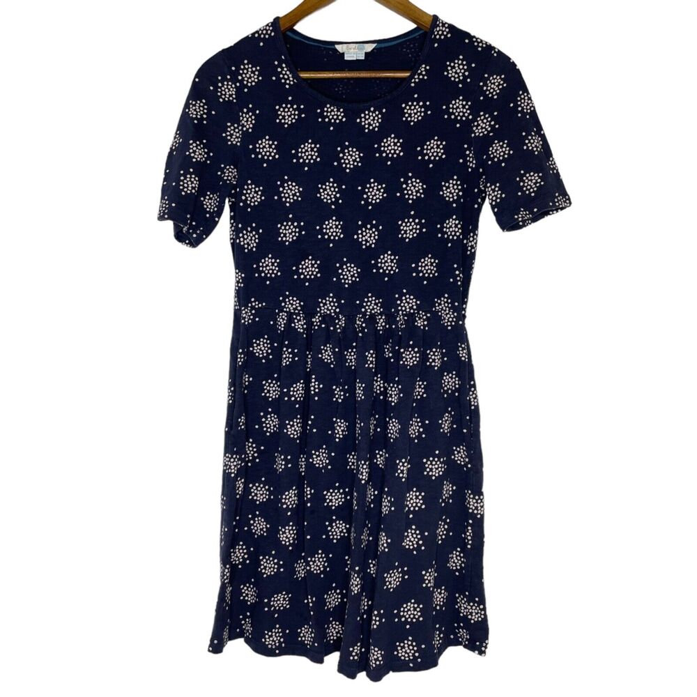 Boden Blue Dotted Round Neck Knee Dress Size 4 Women’s